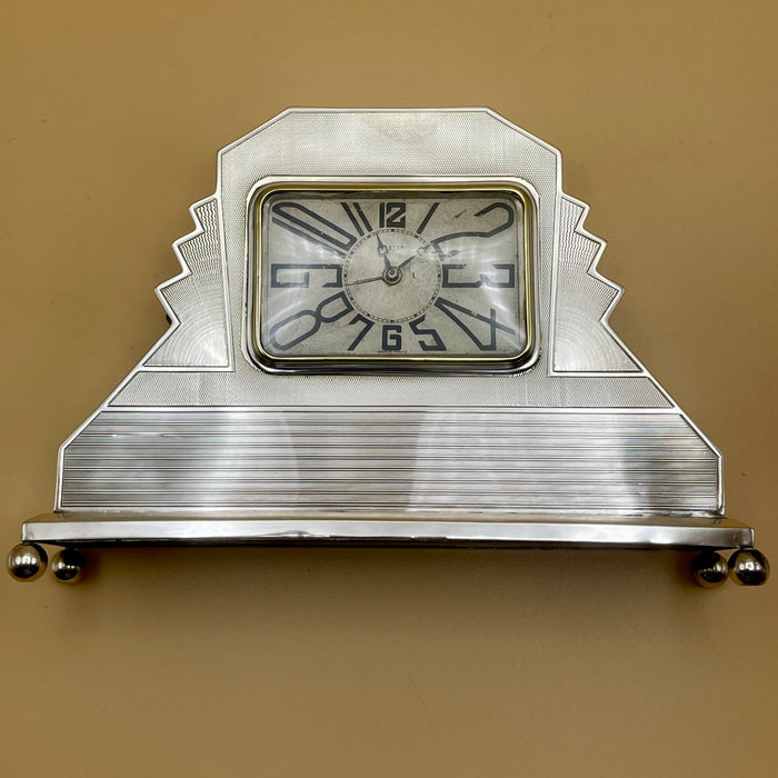 DEP orologio da tavolo art deco argento 800 Francia 1930 ca