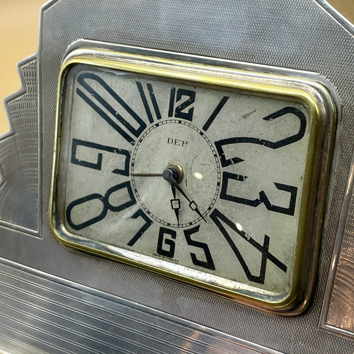 DEP orologio da tavolo art deco argento 800 Francia 1930 ca