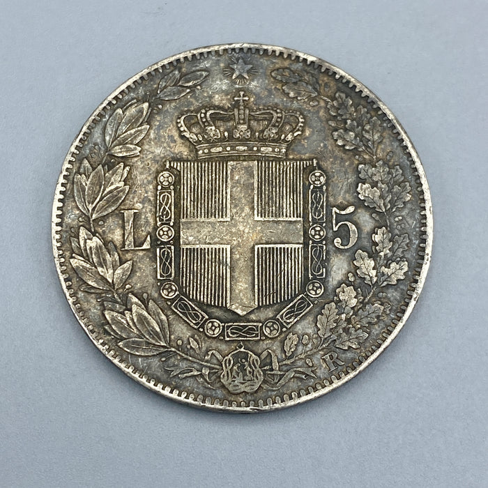 Moneta 5 Lire argento Umberto I 1879 (inv.1)