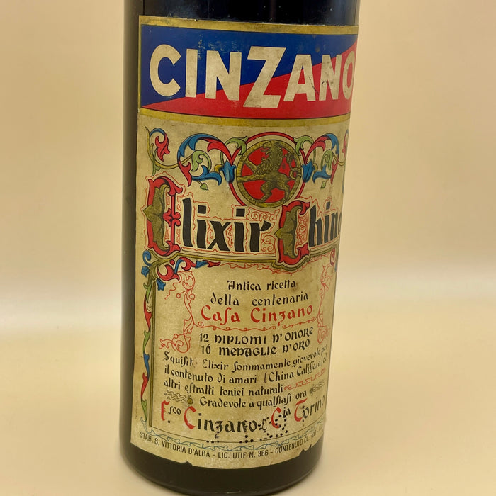 Cinzano Elixir China vecchia bottiglia liquore con sigillo 1960 ca