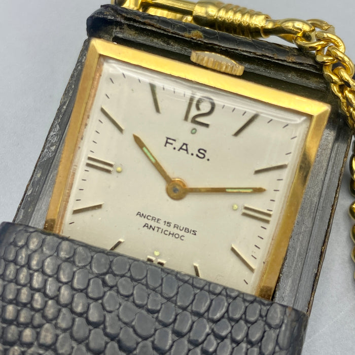 F.A.S. 15 rubis orologio da tasca con custodia Swiss 1950 ca