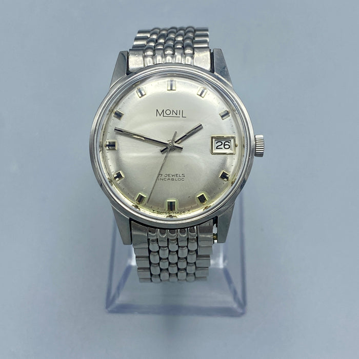 Monil 17 jewels incabloc orologio automatico acciaio 34 mm Swiss 1960 ca