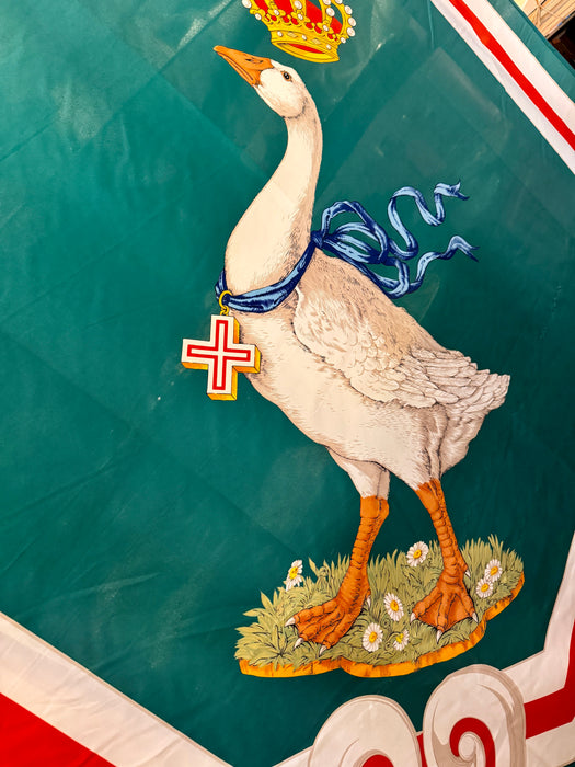 Bandiera in stoffa ufficiale Nobile Contrada dell'Oca Siena 1990 ca
