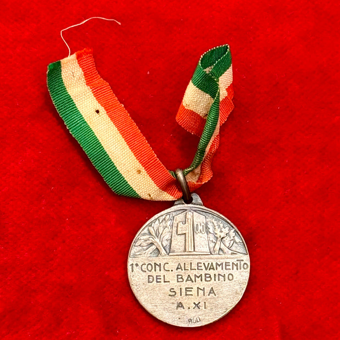 Medaglia 1° Concorso Allevamento del Bambino Siena arg. 800 1932
