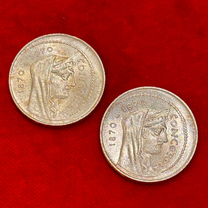 Lotto due monete argento 1000 lire Concordia Roma Capitale 1970