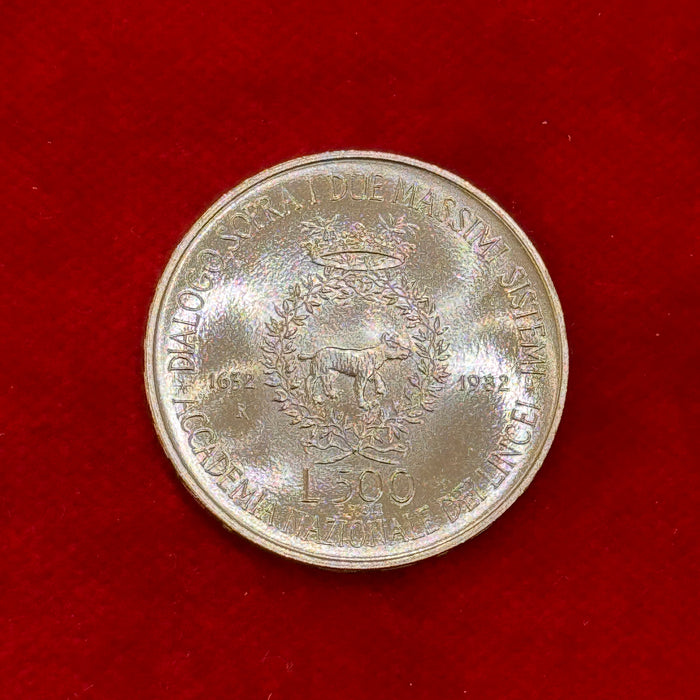 Moneta 500 lire argento commemorativa Galileo Galilei Linceo 1982