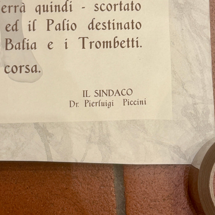 Manifesto Palio di Siena Imperiale Contrada della Giraffa grafiche Ticci 2 Luglio 1997