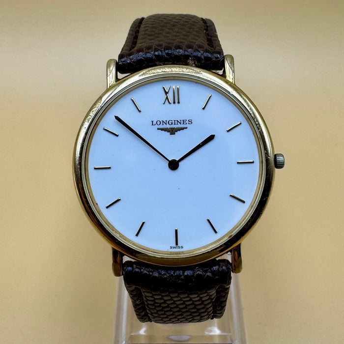 Longines Les Grandes Classiques orologio quarzo cassa dorata 34 mm Swiss 1990 ca