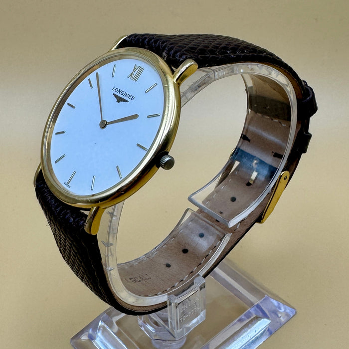 Longines Les Grandes Classiques orologio quarzo cassa dorata 34 mm Swiss 1990 ca