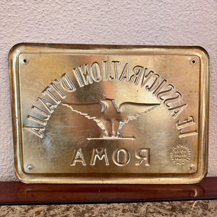 Insegna latta assicurazione Assicurazioni d'Italia Roma 1920 ca