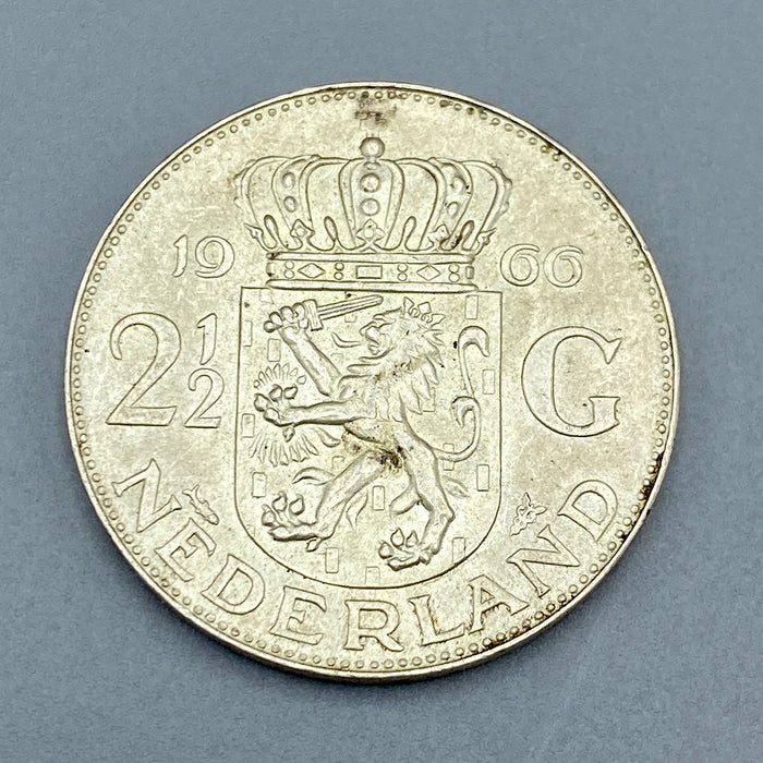 Moneta 2 1/2 Fiorini Olanda argento 1966