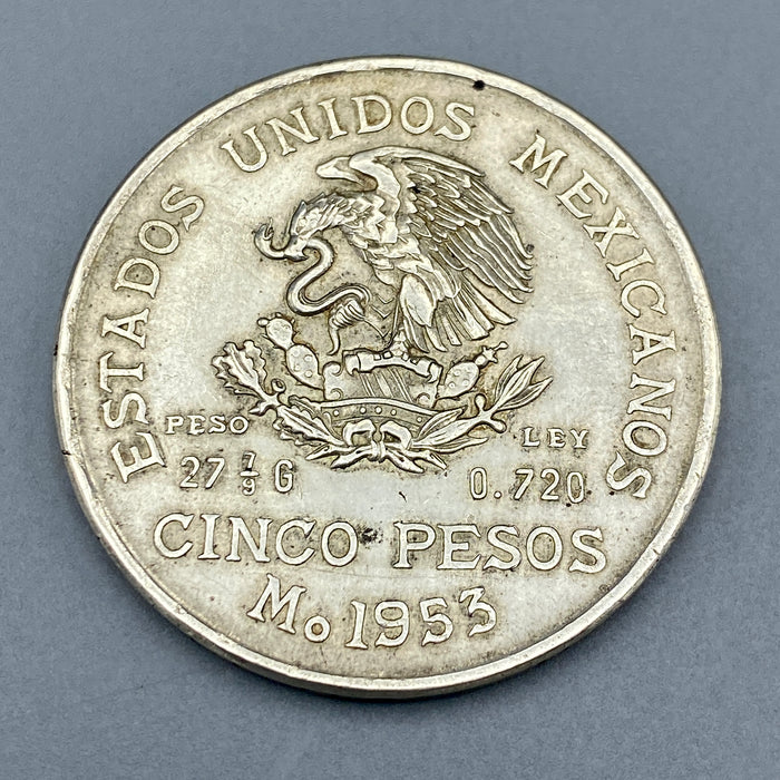 Moneta 5 Pesos Messico Hidalgo argento 1953