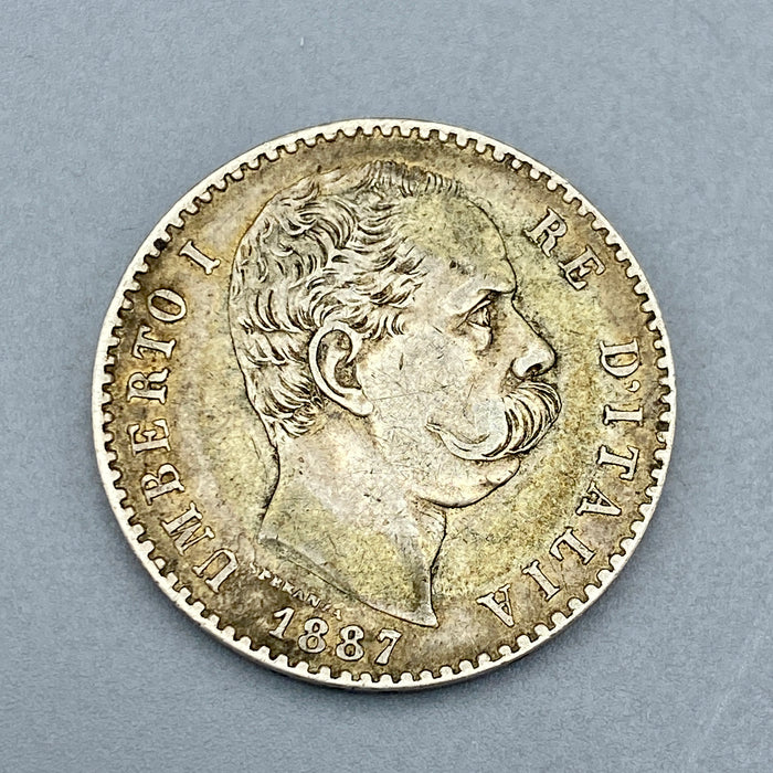 Moneta 2 Lire argento Umberto I 1887