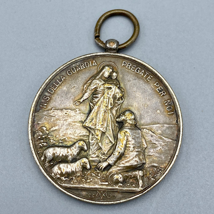 Medaglia religiosa Santuario di N.S. della Guardia in Valle Polcevera argento 1920