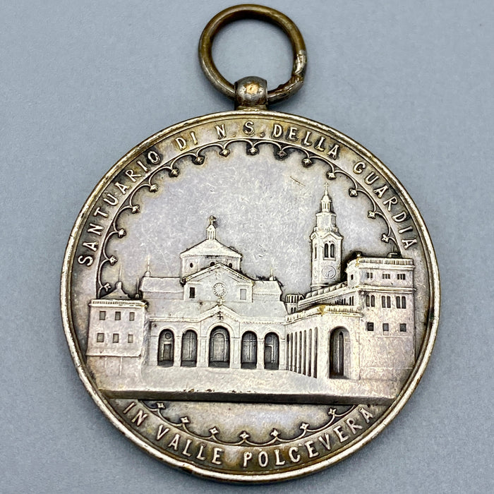 Medaglia religiosa Santuario di N.S. della Guardia in Valle Polcevera argento 1920