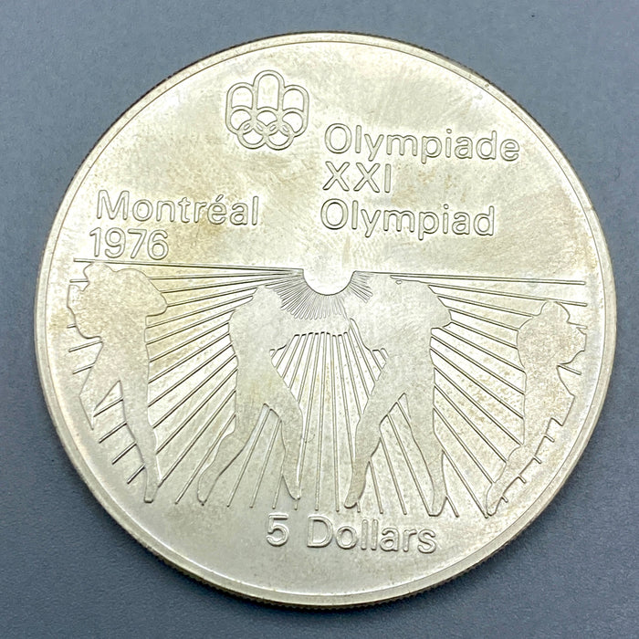 Moneta 5 Dollari argento Canada Elizabeth II Olimpiadi Montreal Boxe 1976