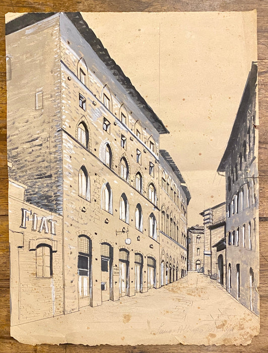 Bozzetto disegno Hotel Pension "La Toscana" Siena anonimo 1905