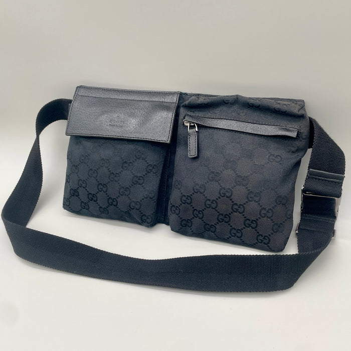 Marsupio Gucci monogram uomo unisex nero tela pelle 2020 ca