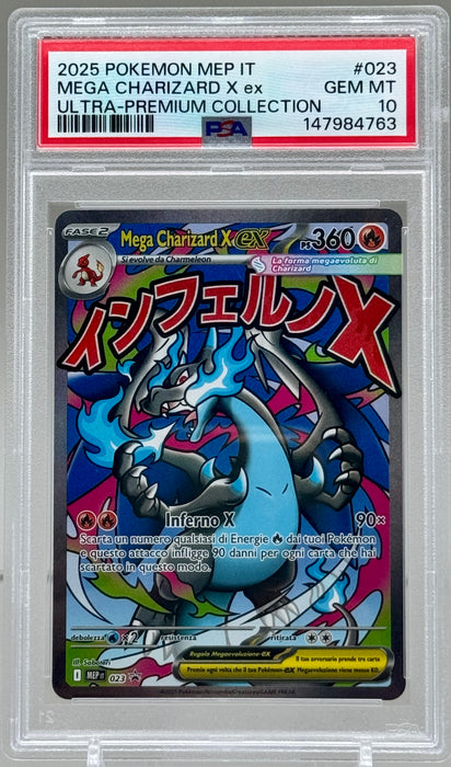 PSA 10 Mega Charizard X ex 023 ITA Promo Ultra Premium carta Pokemon gradata 2025