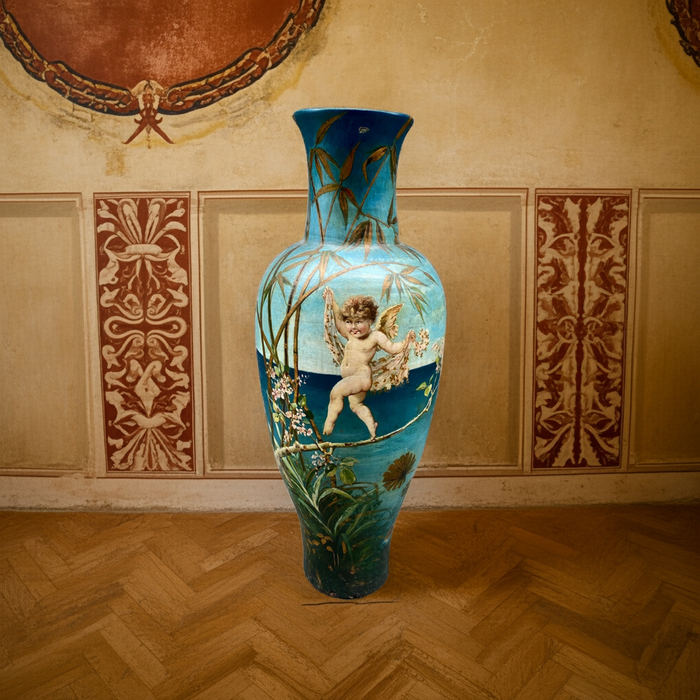 Anfora vaso decorato stile bucolico Fiorentino 1900 ca