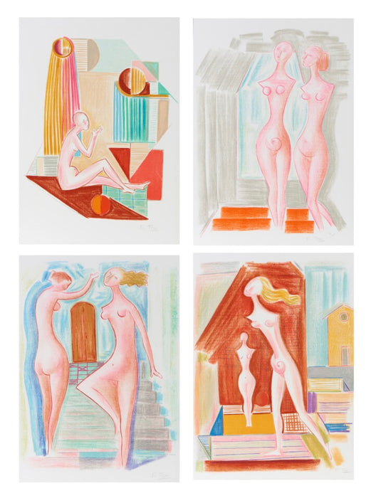 Mario Tozzi – “Il Genio della Città - Le Incompiute - Le Ballerine - Mayvonne” – cartella con 4 litografie – 1979
