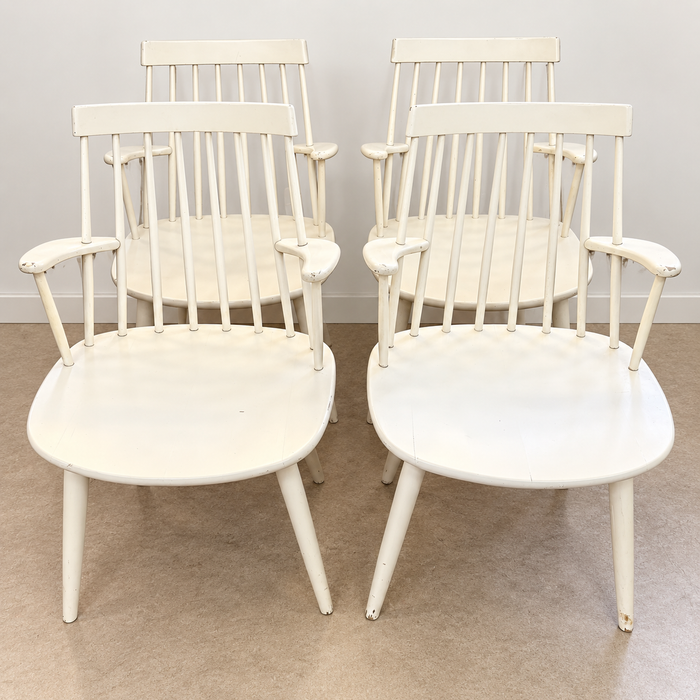 Sedie x4 "Pizzetti" Roma laccate bianche design nordico 1960 ca