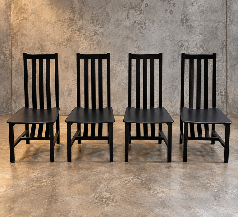 Sedie design laccate nere pelle vintage 1980 ca