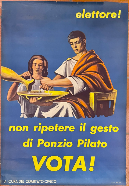 "Vota!" manifesto politico DC Arti Grafiche OSAC 1964
