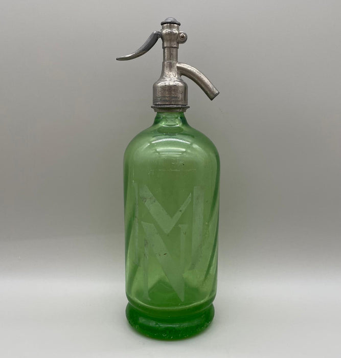 Industria del Freddo Siena seltz sifone vetro verde 1900 ca