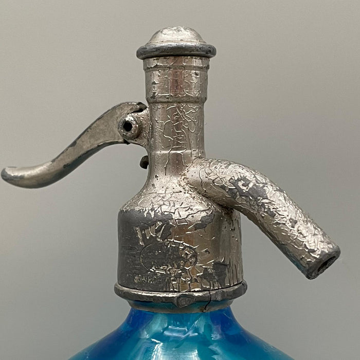 Ortensi Siena seltz sifone vetro blu 1900 ca