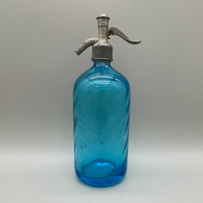 Ortensi Siena seltz sifone vetro blu 1900 ca