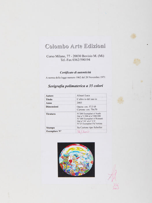 Luca Alinari – “L'altro io del suo io” – serigrafia polimaterica su cartone 56/200 - 2003