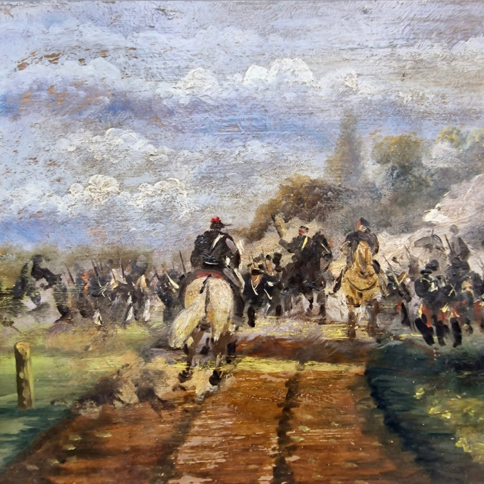 G. Monti – “Battaglia cavalleria (attr.)” – olio su tavola – fine XIX sec