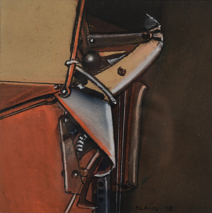 Sergio Scanu - "Troncatrice" - tecnica mista su carta - 1978