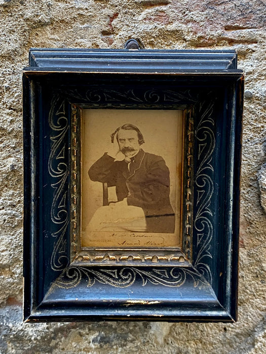 Fotografia d’epoca in cornice di Aleardo Aleardi con autografo 1870 ca