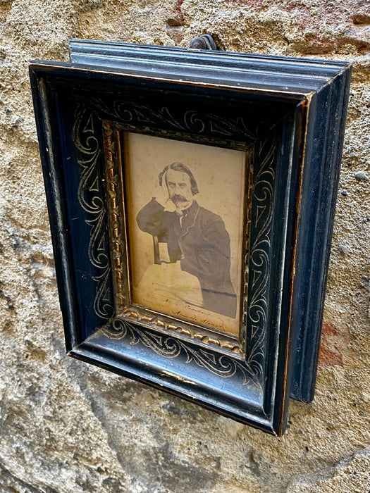 Fotografia d’epoca in cornice di Aleardo Aleardi con autografo 1870 ca