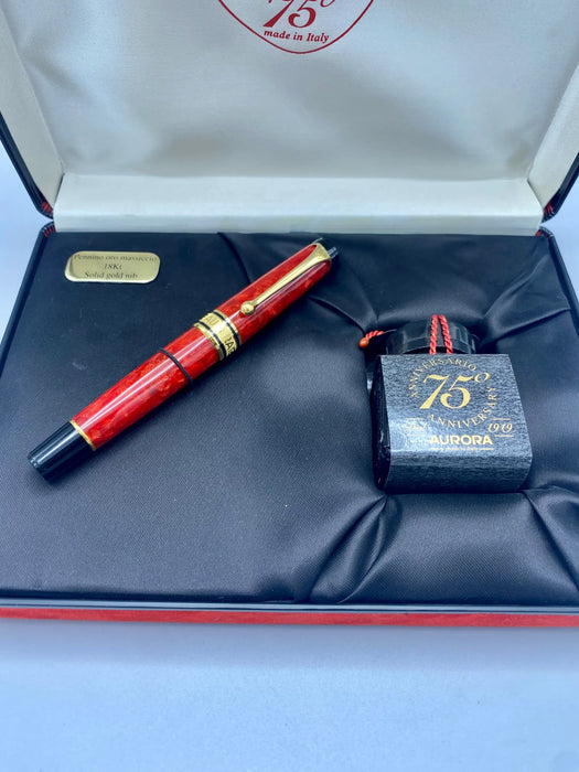 Penna Aurora stilografica Optima rossa 75 anniversario numerata con scatola 1994