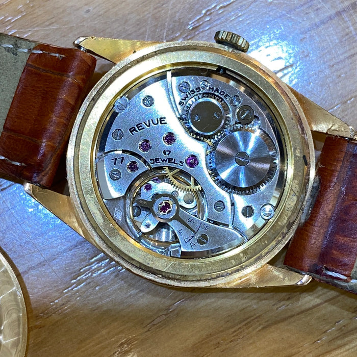 Revue Sport 77 orologio meccanico oro 33mm Swiss 1960 ca