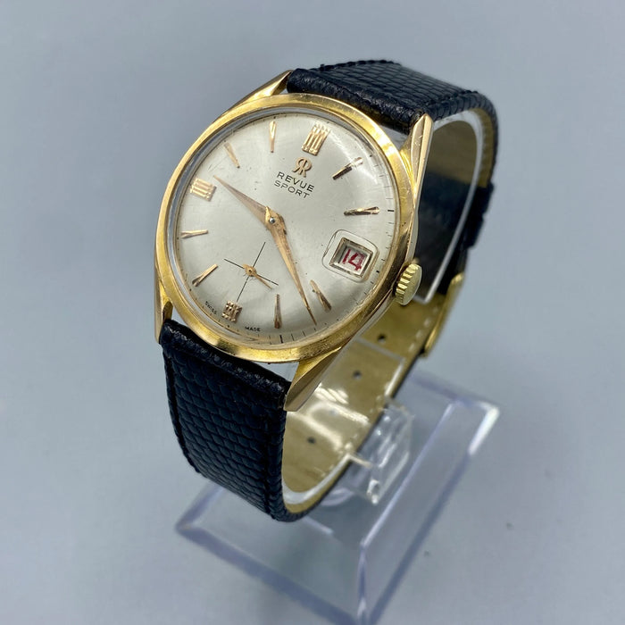 Revue Sport 77 orologio meccanico oro 33mm Swiss 1960 ca