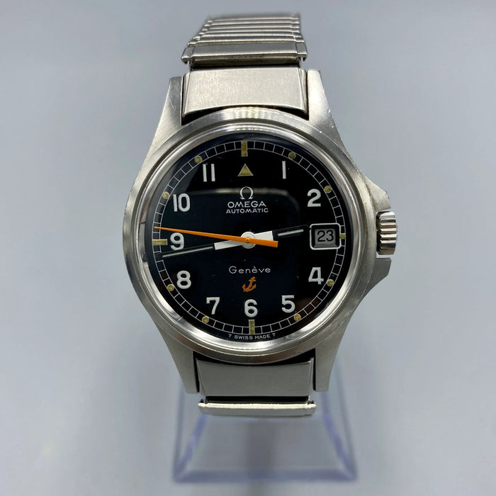 Omega Admiralty ancoretta rossa orologio automatico 565 acciaio 36mm Swiss 1980 ca