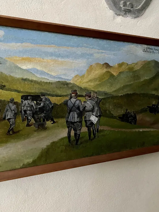Anonimo – “Vittorio Emanuele III Soldato fra i Soldati – Trentino” – olio su tela – 1918 ca