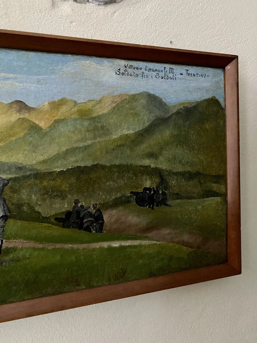 Anonimo – “Vittorio Emanuele III Soldato fra i Soldati – Trentino” – olio su tela – 1918 ca