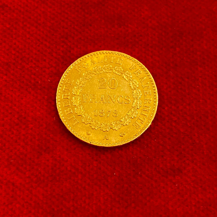 Moneta Francia 20FR Marengo oro titolo 900/1000 anno 1878