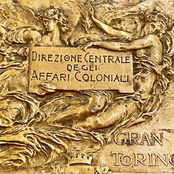 Placca Expo Torino Direzione Centrale Affari Coloniali inc. Rubino Johnson Milano 1911