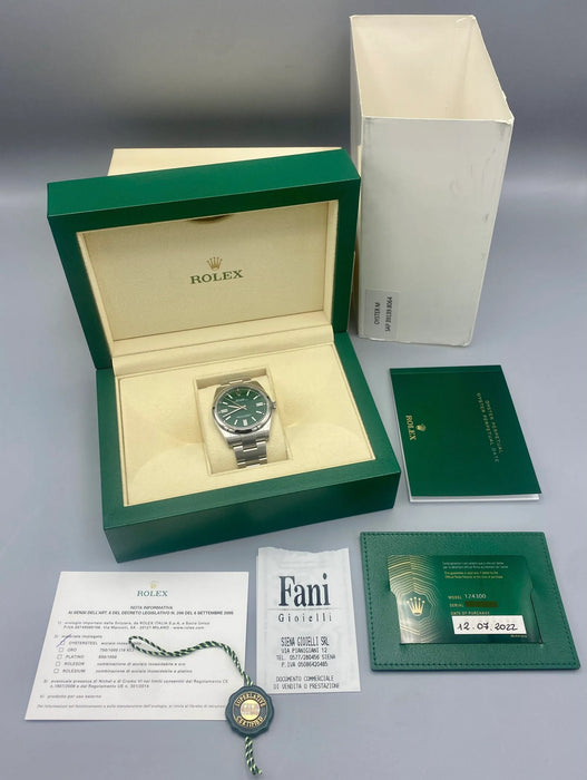 Rolex Oyster Perpetual verde nuovo orologio automatico acciaio 41mm Swiss 2022