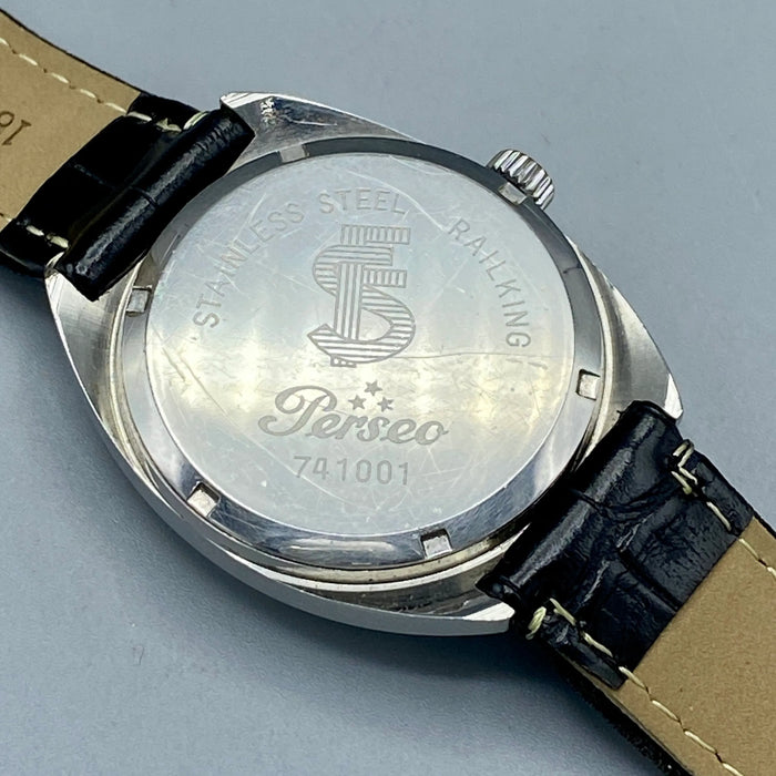 Perseo Railking orologio meccanico cromata 38mm Swiss 1970 ca