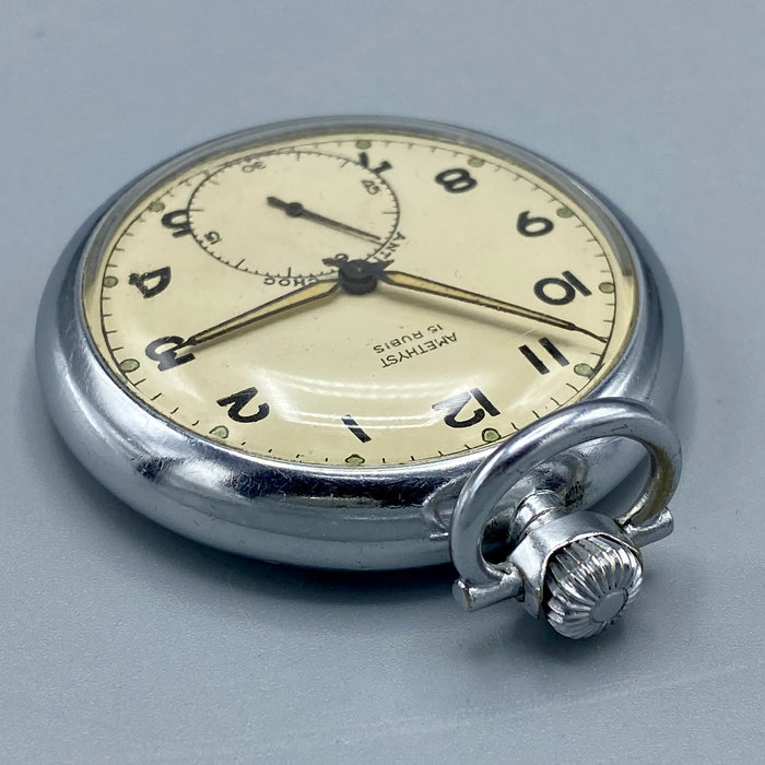 Amethyst cal. 421 orologio tasca militare acciaio 49mm Swiss 1950 ca