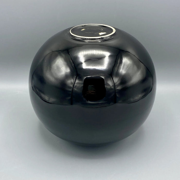 Vaso Gabbianelli sfera ceramica nera design Sergio Tasca 1970 ca
