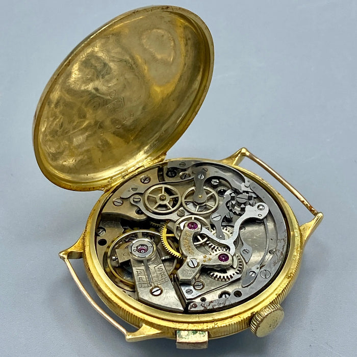 Perseo crono monopulsante orologio meccanico oro 18kt 38 mm Swiss 1930 ca