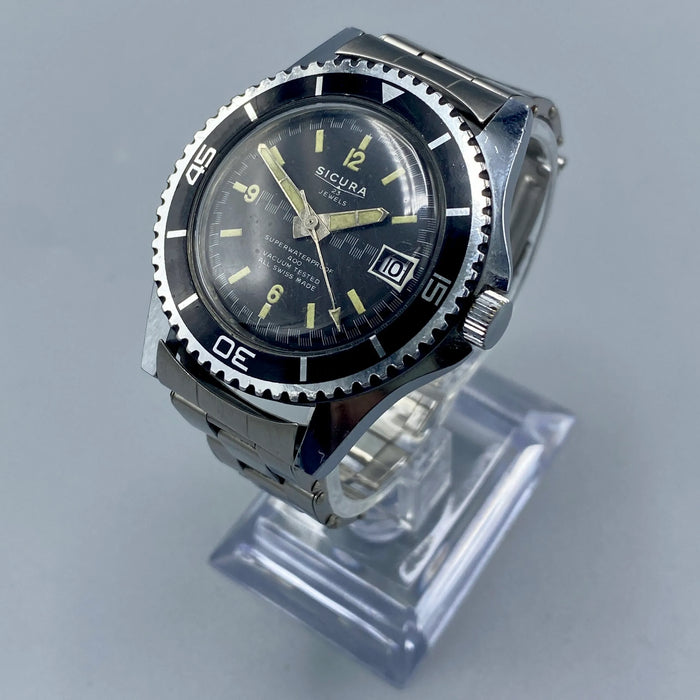 Sicura Breitling 400 Superwaterproof orologio meccanico acciaio 39mm Swiss 1970 ca